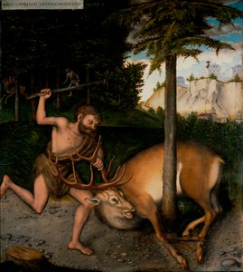 Herkules fängt die Kerynitische Hirschkuh (aus den Arbeiten des Herkules) von Lucas the Elder Cranach