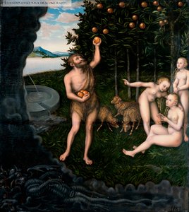 Die Arbeiten des Herkules: Herkules stiehlt die Äpfel aus dem Garten der Hesperiden von Lucas the Elder Cranach