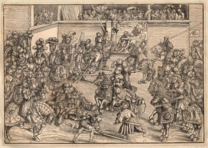Turnier - Cranach, Lucas, der Ältere (1472-1553) - 1509 - Holzschnitt - 29,8x42,7 - Private Sammlung