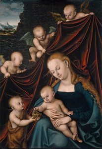 Die Jungfrau und das Kind mit dem heiligen Johannes und Engeln von Lucas the Elder Cranach