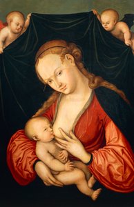 Jungfrau Maria stillt Jesus von Lucas the Elder Cranach