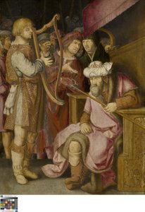 David spielt seine Harfe für Saul von Lucas van (after) Leyden
