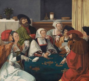 Die Kartenspieler, wahrscheinlich ca. 1550-99 von Lucas van (after) Leyden