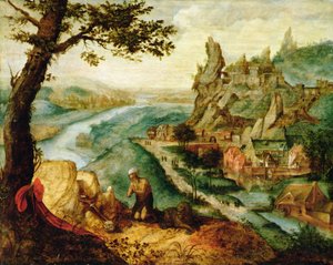 Der heilige Hieronymus in einer Landschaft von Lucas van (c.1490 c.1570) Gassel