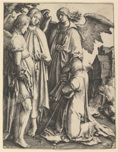 Abraham und drei Engel, ca. 1513 von Lucas van Leyden