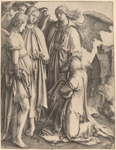Abraham und die drei Engel von Lucas van Leyden