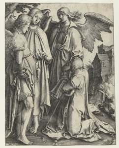 Abraham und die drei Engel von Lucas van Leyden