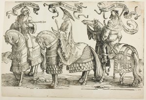 Ahas, Hiskia, Manasse, Platte vier, aus Die zwölf Könige von Israel von Lucas van Leyden