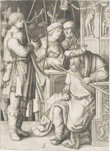 David spielt die Harfe vor Saul von Lucas van Leyden