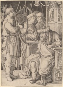 David spielt die Harfe vor Saul von Lucas van Leyden