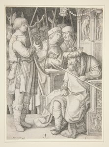 David spielt die Harfe vor Saul von Lucas van Leyden