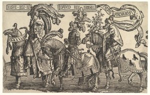 Josua, David und Judas Makkabäus, aus Die Neun Helden, ca. 1520 von Lucas van Leyden
