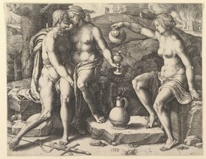 Lot und seine Töchter, 1530 von Lucas van Leyden