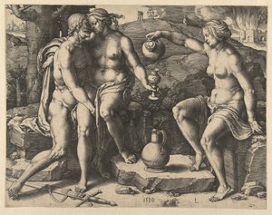 Lot und seine Töchter von Lucas van Leyden