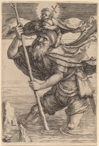 Der heilige Christophorus trägt das Jesuskind