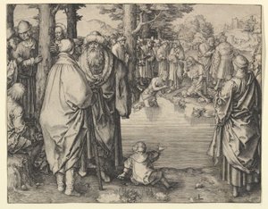 Die Taufe Christi im Jordan, ca. 1510 von Lucas van Leyden