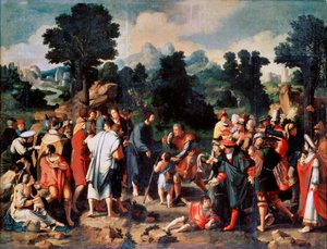 Die Heilung des Blinden von Jericho, zentrales Panel, 1531 von Lucas van Leyden