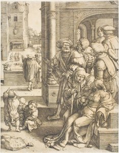 Der Dichter Virgil in einem Korb aufgehängt von Lucas van Leyden