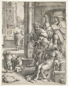 Der Dichter Virgil in einem Korb aufgehängt von Lucas van Leyden