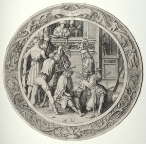 Die Runde Passion: Christus mit Dornen gekrönt von Lucas van Leyden