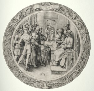 Die Runde Passion: Christus vor dem Hohenpriester, 1509 von Lucas van Leyden