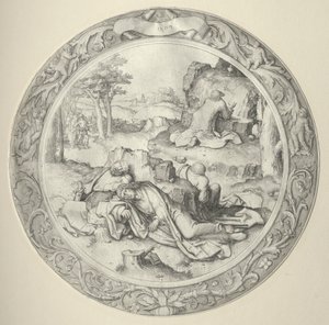 Die Runde Passion: Christus in Gethsemane (Agonie im Garten) von Lucas van Leyden