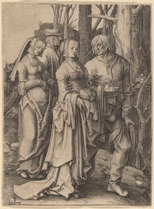 Die zwei Paare im Wald von Lucas van Leyden