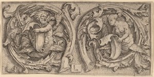 Triton und Sirene in Ranken von Lucas van Leyden