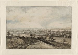 Ein Panoramaflusslandschaft mit Kopfweiden von Lucas van Uden