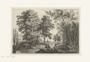 Landschaft mit einem Bach durch einen Wald von Lucas van Uden