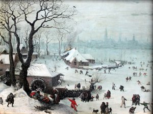 Winterlandschaft bei Antwerpen mit Schneefall