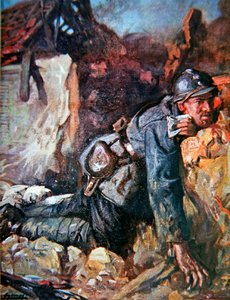 Verwundeter Bote in der Schlacht von Verdun von Lucien Hector Jonas