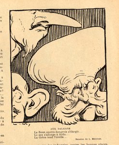 Le Rire rouge, Satirisch in Schwarz-Weiß von Lucien Metivet