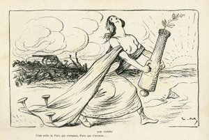 Illustration in Le Rire, 03/05/13 - Vertrautes Lied - Balkan, Waffen, Granaten, Frieden, Erster Weltkrieg (Gravur)