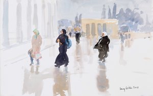 Pilger auf dem Tempelberg, Jerusalem von Lucy Willis