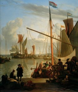 Das Ij vor Amsterdam vom Mosselsteiger oder den Bothhuisjes von Ludolf Backhuysen