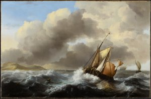 Fischereifahrzeuge vor der Küste in schwerer See, 1864 von Ludolf Backhuysen
