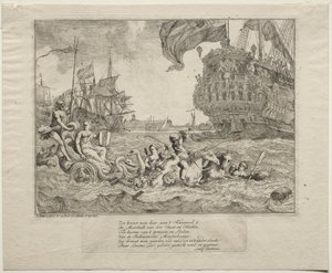 Die Personifikation von Amsterdam reitet in Neptuns Wagen