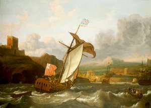 Eine englische Yacht segelt nach Plymouth, späte 17. Jahrhundert