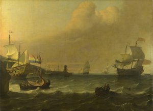 Niederländische Kriegsschiffe betreten einen Mittelmeerhafen, 1681