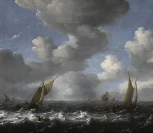 Meereslandschaft mit Fischerbooten von Ludolf Bakhuizen