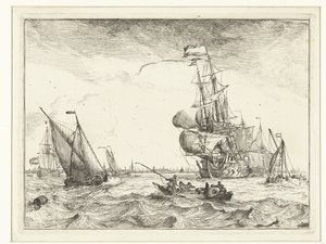 Ansicht des IJ mit Ruderboot von Ludolf Bakhuysen