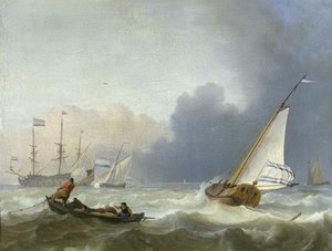 Stürmische See mit einer niederländischen Yacht