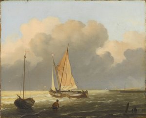 Meere vor der Küste, mit Spritsail-Barge