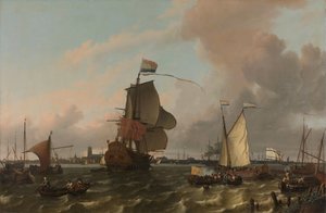 Das Kriegsschiff Brielle auf der Maas vor Rotterdam