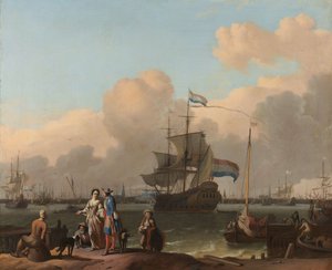 Das IJ in Amsterdam mit der Fregatte 