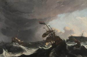 Kriegsschiffe in einem schweren Sturm von Ludolf Bakhuysen