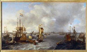Der Hafen von Amsterdam, gesehen von der IJssel von Ludolf I Backhuyzen