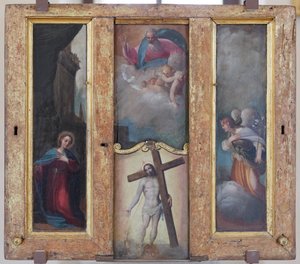 Verkündigung, Gottvater in Herrlichkeit und das kostbare Blut Christi von Ludovico Carracci