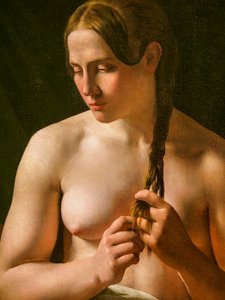 Eine Frau, die ihr Haar flechtet (Detail) von Ludvig August Smith